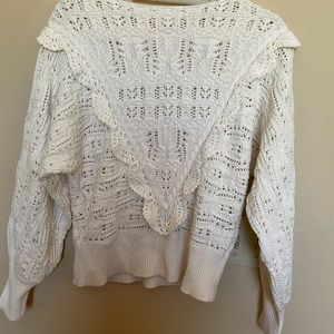 Sézane sweater. Crochet, white, size small
